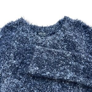 Ypsilon Donna Italy Women M Gray Fuzzy Mohair Wool Blen Popcorn Knit Sweater Y2K